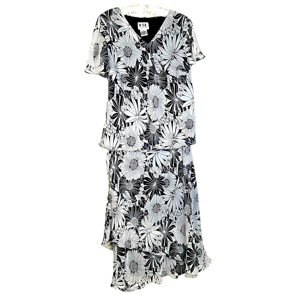 KSL Karen Stevens Women's Size 18W 2-Piece Floral Chiffon Top and Skirt Set